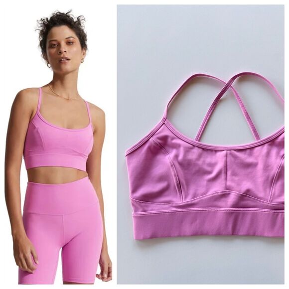 NWT Varley Let's Move Irena Cross Back Strappy Sports Bra in Super Pink Size XL - Picture 1 of 12